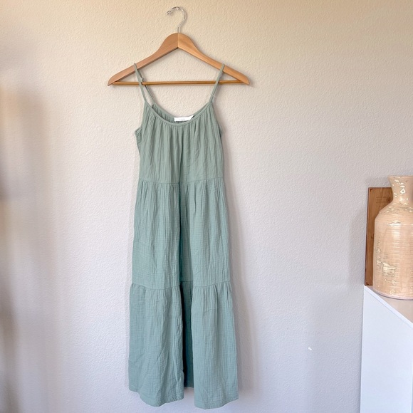NWT LUSH // Tiered Cotton Midi Summer Dress in green, size S - Picture 9 of 9